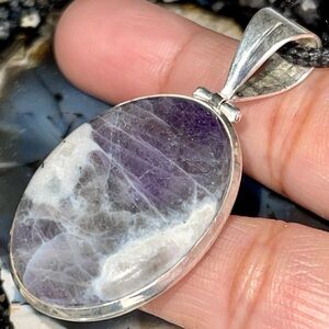Chevron Amethyst Crystal Pendant 1 7/8”